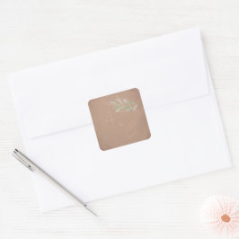 Pegatina Cuadrada Boda minimalista boho de terracota
