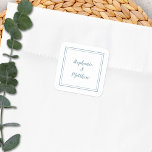 Pegatina Cuadrada Boda minimalista Moderno Gracias Dusty Blue<br><div class="desc">El moderno diseño de Boda minimalista y de moda presenta los nombres de novios en un diseño moderno con un borde doble enmarcado de azul polvoriento sobre un fondo blanco. El diseño moderno es sencillo y moda. Personalice los detalles del boda con sus nombres en escritura azul. Asegúrese de ver...</div>