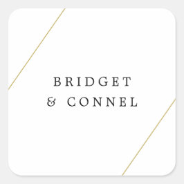 Pegatina Cuadrada Boda Moderna Geométrica de Bridget