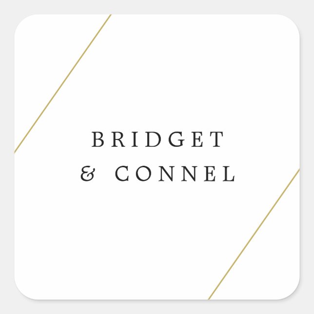 Pegatina Cuadrada Boda Moderna Geométrica de Bridget (Anverso)