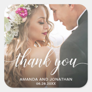 Pegatina Cuadrada Boda moderno, gracias