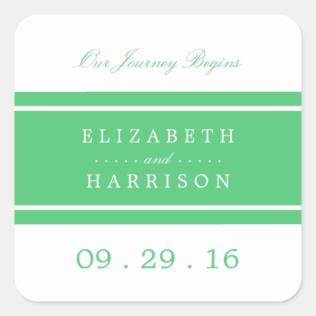 Pegatina Cuadrada Boda moderno verde esmeralda (Anverso)