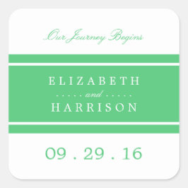 Pegatina Cuadrada Boda moderno verde esmeralda