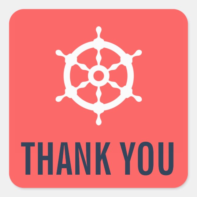 Pegatina Cuadrada Boda náutico de coral y marina gracias a Pegatinas (Anverso)