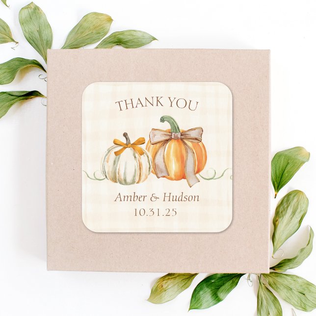 Pegatina Cuadrada Boda otoño personalizada otoño rural gracias (Subido por el creador)