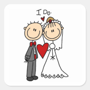 Pegatina Cuadrada Boda Pareja hago camisetas y regalos
