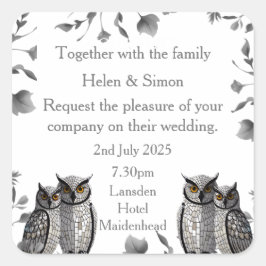 Pegatina Cuadrada Boda personalizado