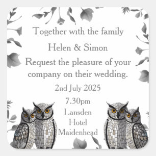 Pegatina Cuadrada Boda personalizado