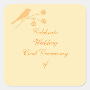 Pegatina Cuadrada Boda personalizar de Historia y Ceremonia Civil