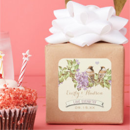 Pegatina Cuadrada Boda Purple Lilac