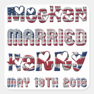 Pegatina Cuadrada Boda Real Meghan Markle Prince Harry