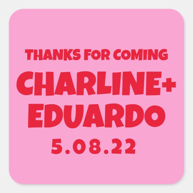 Pegatina Cuadrada Boda retro de escritura a mano contemporánea (Anverso)