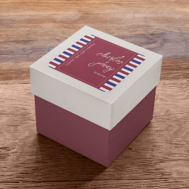 Pegatina Cuadrada Boda Rojo Real y Azul