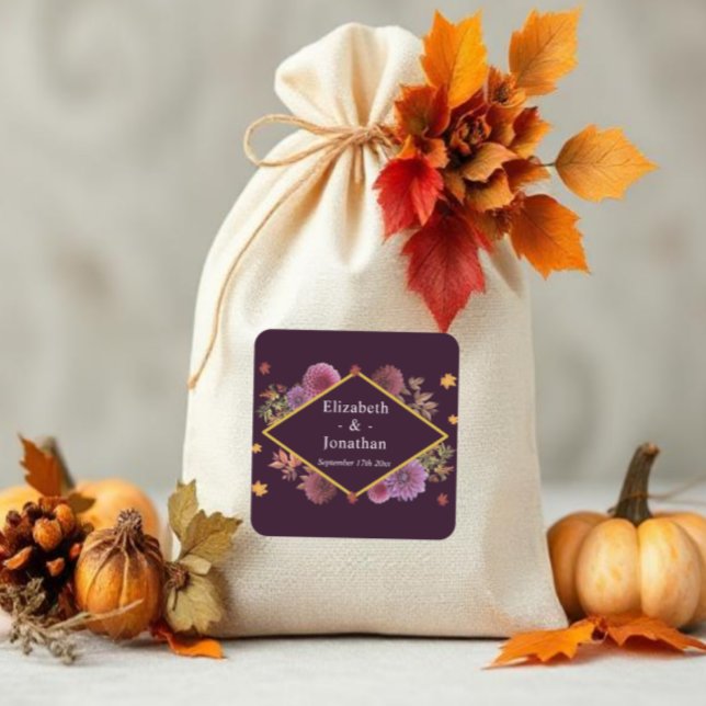 Pegatina Cuadrada Boda romántico de otoño en Dahlia (Subido por el creador)
