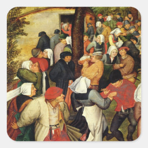 Pegatina Cuadrada Boda rústico, detalle de la gente bailando