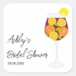 Pegatina Cuadrada Boda Sangria, soltera o ducha de novia