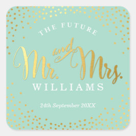 Pegatina Cuadrada BODA SEAL elegante mini-caja de confetti dorado