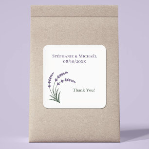 Pegatina Cuadrada Boda Simple Lavanda