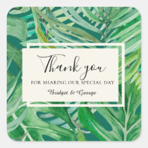 boda tropical de vegetación esmeralda gracias