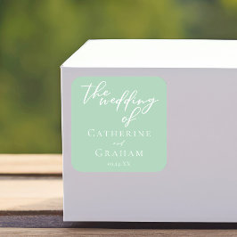 Pegatina Cuadrada Boda verde suave de la fábrica