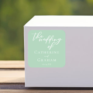 Pegatina Cuadrada Boda verde suave de la fábrica