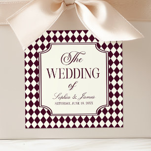 Pegatina Cuadrada Boda Vintage Marfil Vino Dinero Antiguo de Lujo