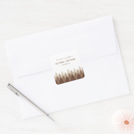 Pegatina Cuadrada Boda Woodland Forest Range Brown