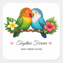 Bodas de pájaros de amor tropical juntos para siem