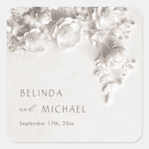 Bodas Minimalistas Rosas Flores 3D de Marfil