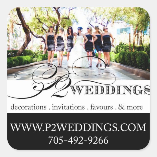 Pegatina Cuadrada Bodas P2 Pequeños Pegatinas (Anverso)