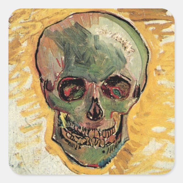 Pegatina Cuadrada Bodegón Calavera de Vincent van Gogh (Anverso)