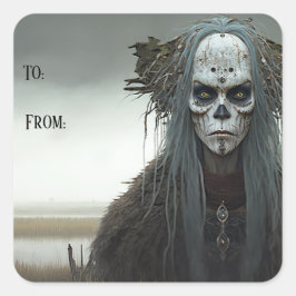 Pegatina Cuadrada Bog Witch - Liches y Ghouls
