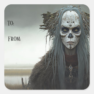 Pegatina Cuadrada Bog Witch - Liches y Ghouls