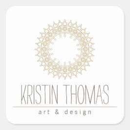 Pegatina Cuadrada Bohemian Gold Sun Mandala