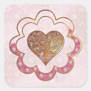 Pegatina Cuadrada Bohemian San Valentín Fantasía 3D SAN VALENTÍN BOD