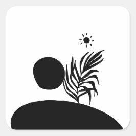 Pegatina Cuadrada boho bohemio floral sol luna