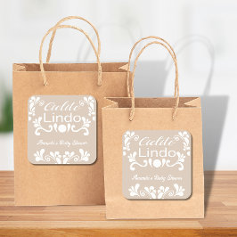 Pegatina Cuadrada Boho Cielito Lindo Baby Shower mexicano