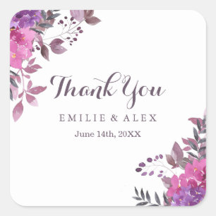 Pegatina Cuadrada Boho elegante Botanicals le agradece los pegatinas