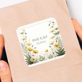 Pegatina Cuadrada Boho Garden Fiesta Wildflower