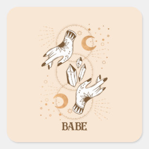 Pegatina Cuadrada Boho Mystic Tarot Celestial Bachelorette