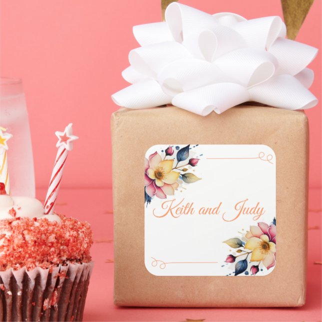 Pegatina Cuadrada Boho Peachy Floral (Fiesta)