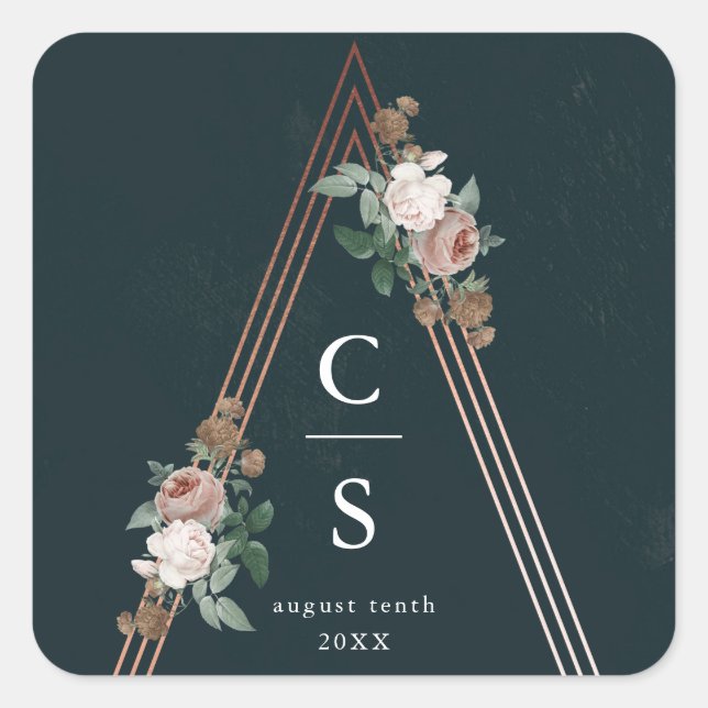 Pegatina Cuadrada Boho pirámide floral favorecimiento estructural de (Anverso)