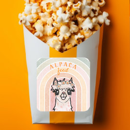 Pegatina Cuadrada Boho Rainbow Alpaca