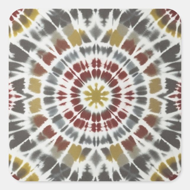 Pegatina Cuadrada Boho Starburst Tie Dye (Anverso)