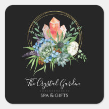 Boho Succulers Flores Bóquet Cristales Acuarela