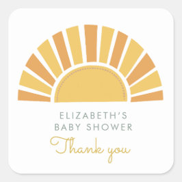 Pegatina Cuadrada Boho Sun Colorful Baby Shower
