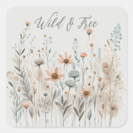 Pegatina Cuadrada Boho Wildflower