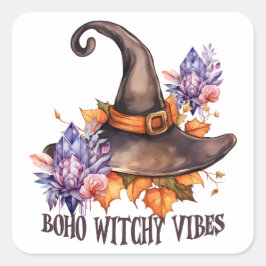Pegatina Cuadrada Boho Witchy Vibes Halloween 
