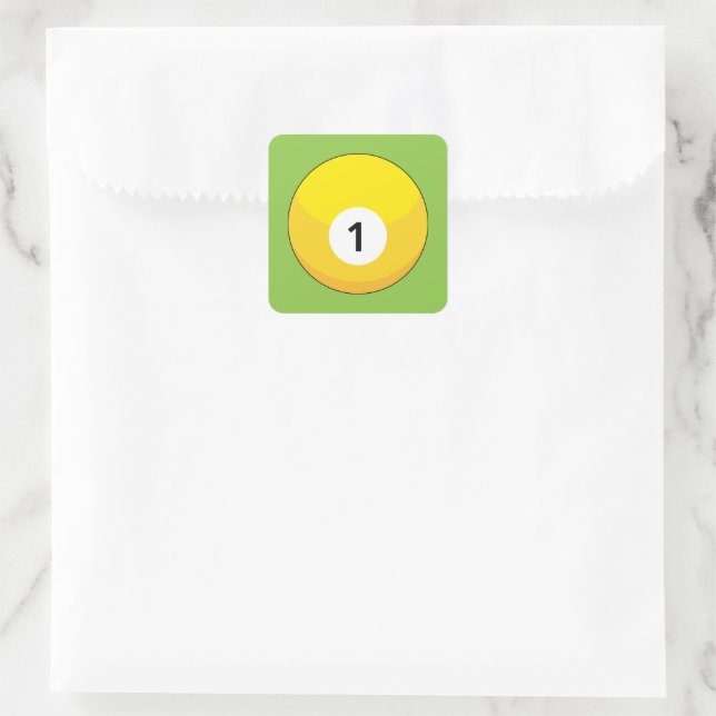 Pegatina Cuadrada Bola amarilla Billiard Número Uno (Bolso)