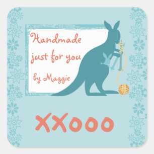 Pegatina Cuadrada Bola azul de las agujas que hacen punto del